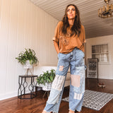 Washed Multi Patch Denim Pant