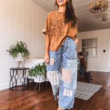 Washed Multi Patch Denim Pant
