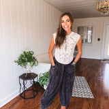 Washed Wide Leg Pocket Pant