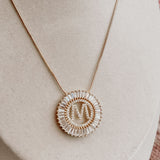 Round letter necklace gold plated