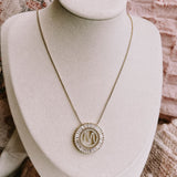Round letter necklace gold plated