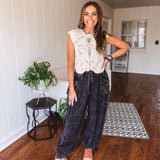 Washed Wide Leg Pocket Pant