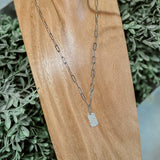 Pave Encrusted Tag Necklace