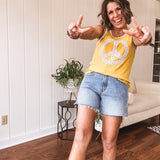 Mustard Scoop Neck Peace Patch Tank