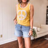 Mustard Scoop Neck Peace Patch Tank