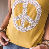Mustard Scoop Neck Peace Patch Tank