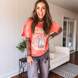Washed Black Star Print Denim Barrel Pant