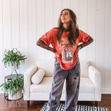 Washed Black Star Print Denim Barrel Pant