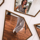 Brown + White Gingham Peplum Ruffle Top