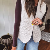 Cream Flower Stitch Padded Vest