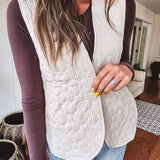 Cream Flower Stitch Padded Vest