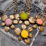 Retro Flower Stone Necklace
