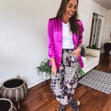 Bright French Rose Satin Fitted Blazer
