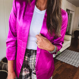 Bright French Rose Satin Fitted Blazer