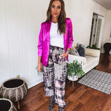 Bright French Rose Satin Fitted Blazer
