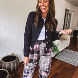 Black Wash Shirred Sleeve Crop Jacket