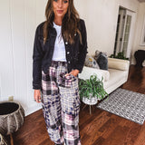 Black Wash Shirred Sleeve Crop Jacket