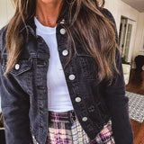 Black Wash Shirred Sleeve Crop Jacket
