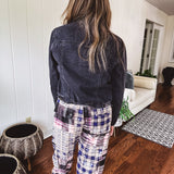 Black Wash Shirred Sleeve Crop Jacket