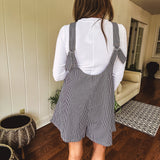 Black Casual Stripe Overall Romper