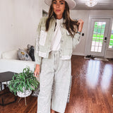 Sage Cord Floral Embroidered Jacket
