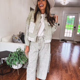 Sage Cord Floral Embroidered Jacket