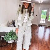Sage Cord Floral Embroidered Jacket