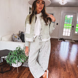 Sage Cord Floral Embroidered Jacket