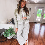Sage Cord Floral Embroidered Jacket