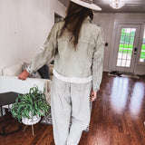 Sage Cord Floral Embroidered Jacket