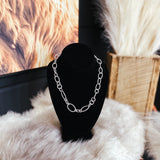 Matte Silver Open Chain Link Necklace