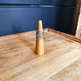 Aztec Stamp Turq SS 5 Row Ring