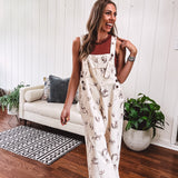 Khaki Western Print Twill Overalls