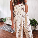 Khaki Western Print Twill Overalls