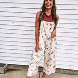 Khaki Western Print Twill Overalls