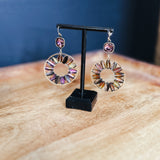 Plum Tone Floral Crystal Drop Earring
