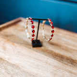 Burnin Red Big Rhinestone Hoop