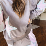 Ash Star Patch Colorblock Pullover