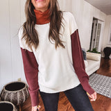 Earthtones Colorblock Knit High Neck Sweater