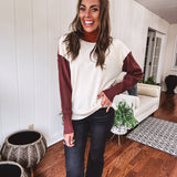 Earthtones Colorblock Knit High Neck Sweater