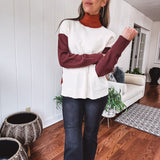 Earthtones Colorblock Knit High Neck Sweater