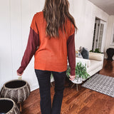 Earthtones Colorblock Knit High Neck Sweater