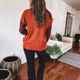 Earthtones Colorblock Knit High Neck Sweater