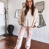 Coral Haze Crochet Accent Jogger