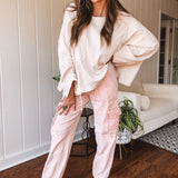 Coral Haze Crochet Accent Jogger