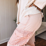 Coral Haze Crochet Accent Jogger