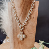 CROSS MY HEART BRUSHED GOLD NECKLACE
