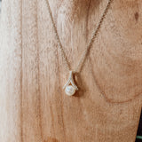 PAVE AND PEARL DROP NECKLACE
