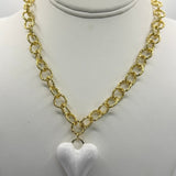 Dean White Puff Heart Necklace