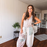 Oatmeal Floral Patchwork Jogger